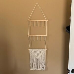 Cream Macrame Wall Hanging with Test Tube Holders